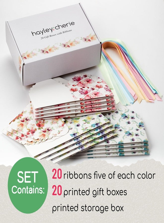 Hayley Cherie Floral Gift Boxes with Lids & Ribbons, 20 Pack, 5.8” x 3.7” Decorative Small Treat Boxes for Gift Giving, Cookie Tins, Mithai Indian Sweets, Candy, Christmas, Diwali, Favors, Baked Goods, Empty, Bulk - Image 4